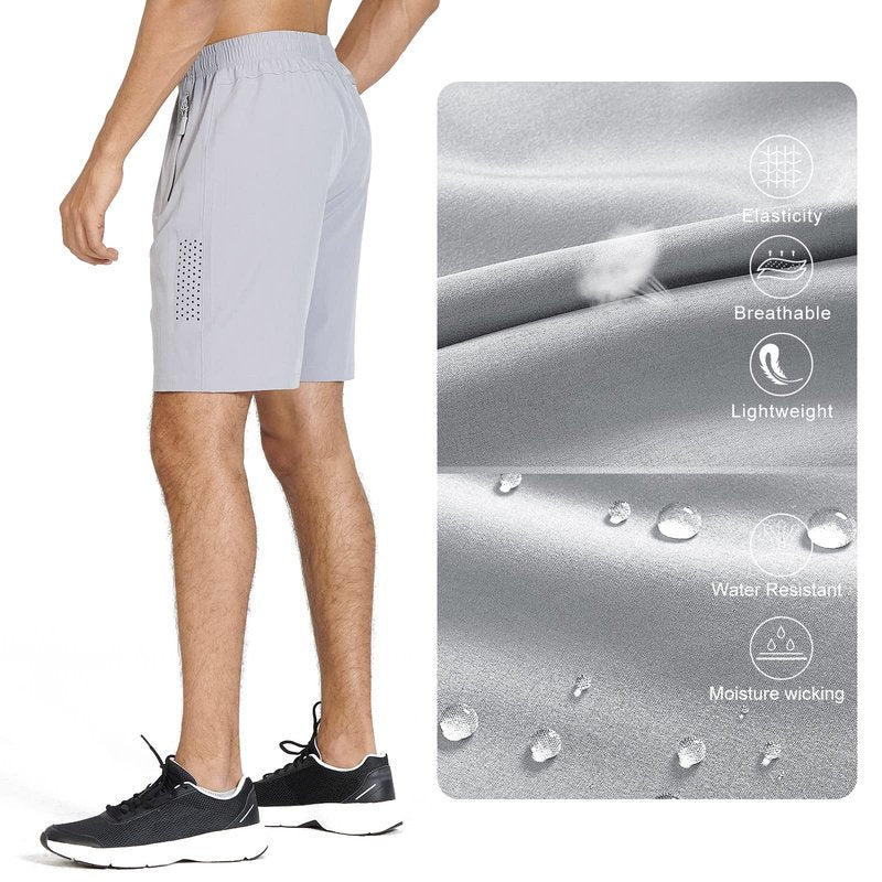 NORTHYARD Men's Athletic Running Shorts Gym Workout 7"/9"/5" Quick Dry Lightweight Sports Basketball Tennis 3 Zipper Pockets Grey 4XL