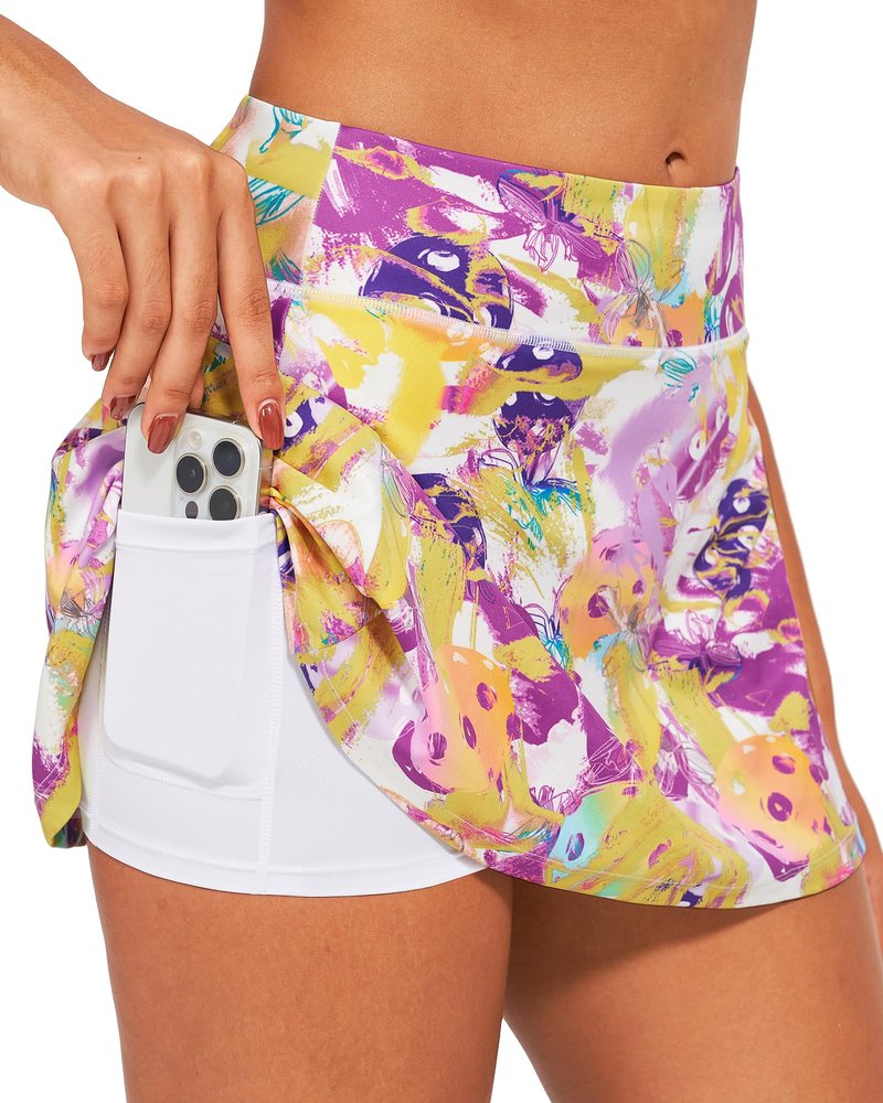 Stelle Women Tennis Golf Skirts High Waisted with Pockets Inner Shorts for Athletic Skorts Sports Running Pickleball (PP,L)