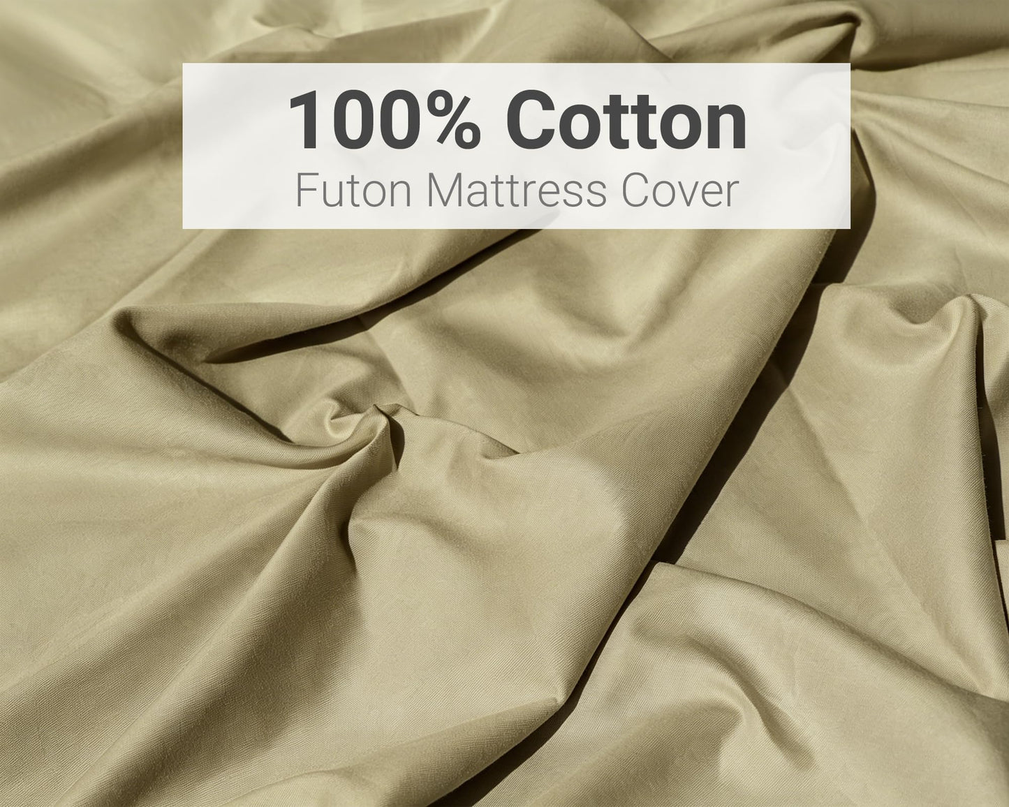 Gryvmnos 100% Cotton Futon Mattress Cover, Washable Japanese Floor Bed Protector with Zipper, Dust‑Proof Replacement Slipcover for Tatami Mat, Fits Up to 4-Inch Thick Mattresses, Full/Queen