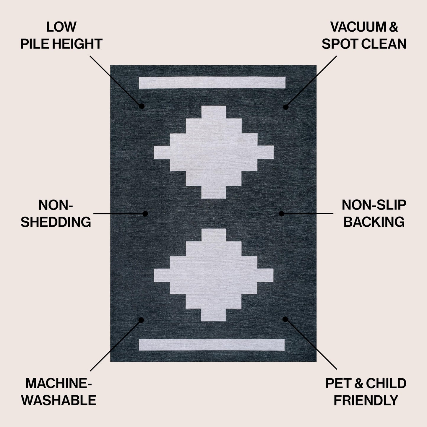 JONATHAN Y Machine Washable Indoor Area Rug 4X6 Navy/Light Gray, Adriel Geometric Medallion for Living Room, Bedroom, Kitchen, Office, Easy-Cleaning, Pet-Friendly, Non-Shedding WSH111B-4