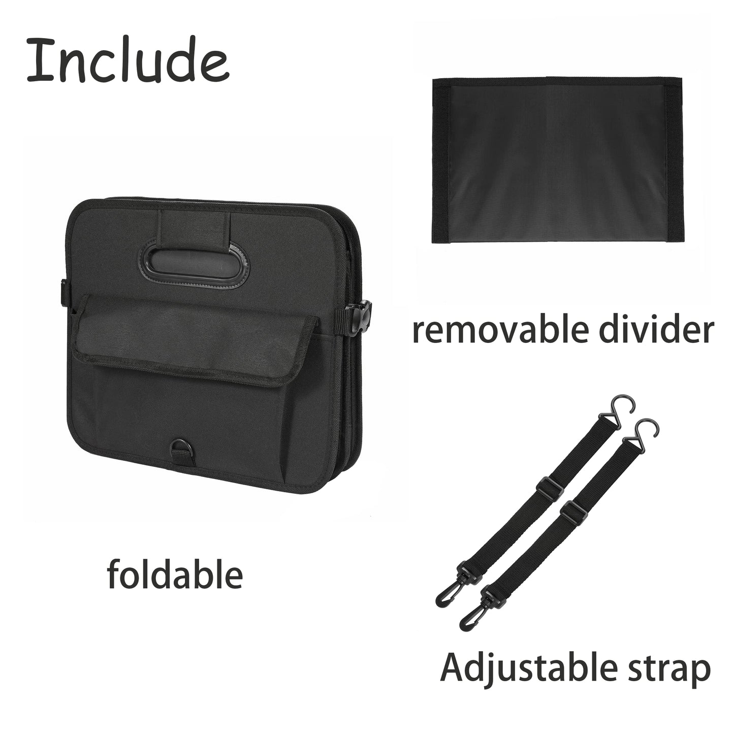 AOKJOY Car Trunk Organizer Car Storage Organizer Collapsible Multi Compartment Car Organizer Adjustable Straps Car Organizer for SUV(Black)