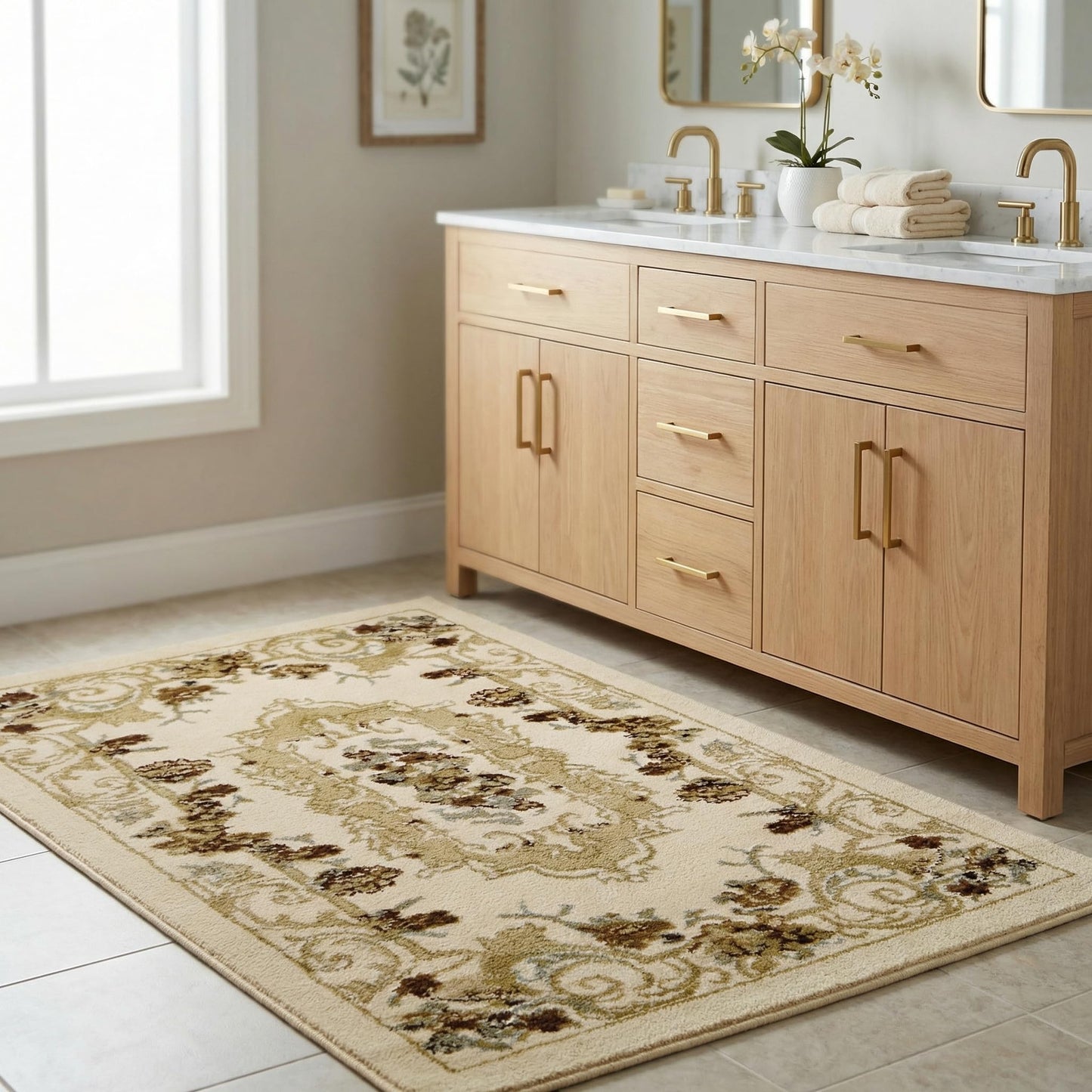Unique Loom Versailles Collection Traditional Classic Floral Motif Area Rug (4' 0 x 6' 0 Rectangular, Ivory/ Tan)