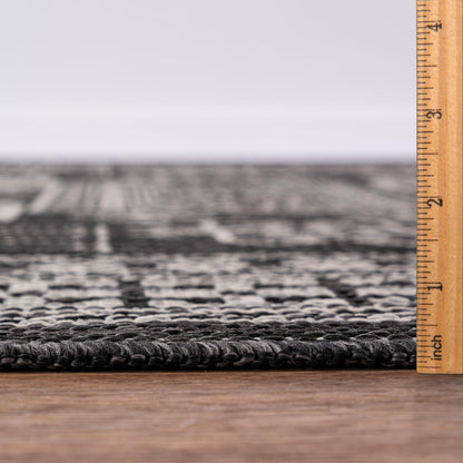Keen Home Design Terrace Outdoor Area Rug - 46"x67" Washable Indoor/Outdoor Rug for Patio, Kitchen, Balcony, Beach, Garden, Deck and Porch, Size: 3'10" x 5'7", Force Black
