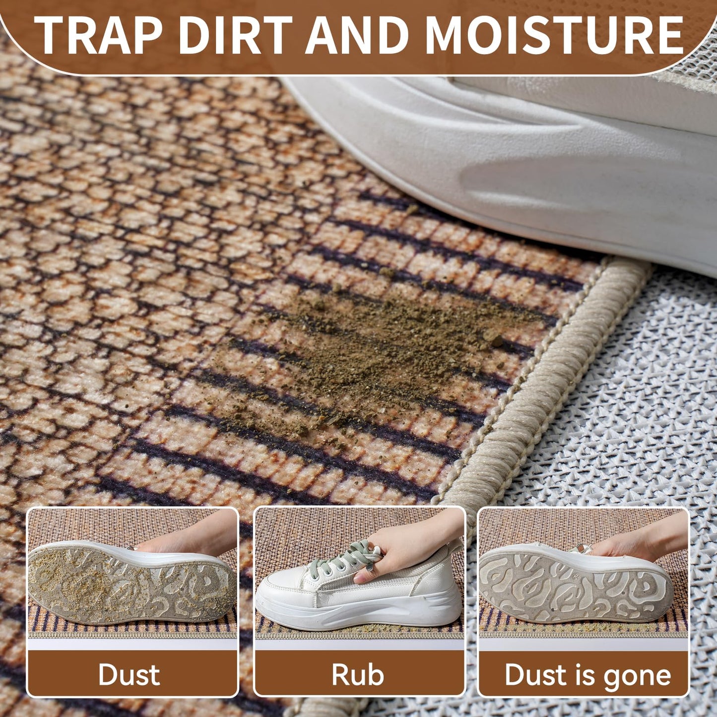 QiCaiJia 2x5 Kitchen Runner Non Slip Kitchen Rugs Mat, Washable Hallway Runner Rug Soft Long Low Pile Farmhouse Entryway Floor Mat for Bedroom Laundry Living Room Beside Rug