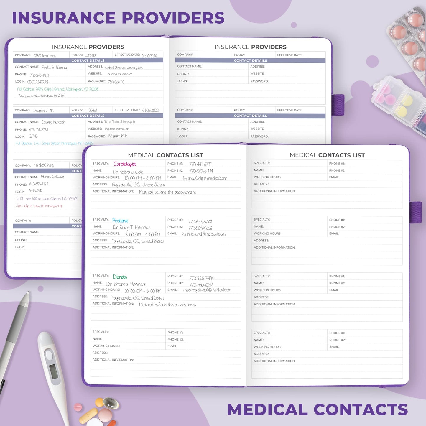 Clever Fox Compact A5 Medical Planner 12-Month – Medical Notebook, Health Diary, Wellness Journal & Logbook to Track Health – Self-Care Medical Journal – 12 Months, Undated (Purple)