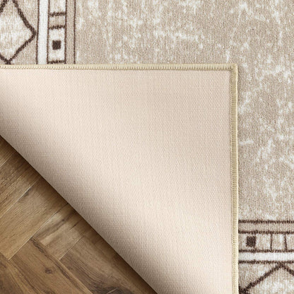 Antep Rugs Alfombras Modern Bordered 8x10 Non-Skid (Non-Slip) Low Profile Pile Rubber Backing Indoor Area Rugs (Beige, 7'10" x 10')