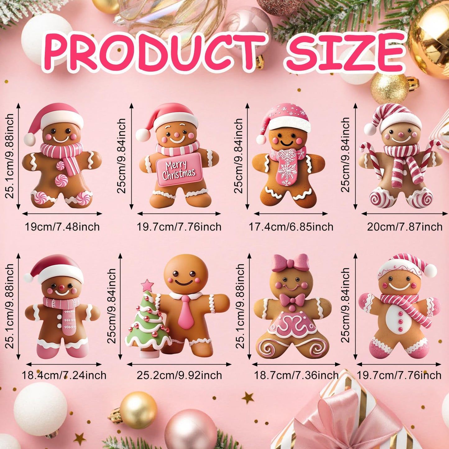Memorywuu 8 Pcs Christmas Gingerbread Man Yard Signs with Stakes Outdoor 3D Gingerbread House Decoration Xmas Yard Stakes Lawn Signs for Christmas Holiday Pathway Garden Patio Party Favors (Elegant)