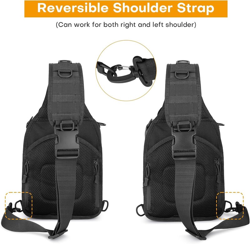 HUNTVP Tactical Sling Bag for Men - Concealed Carry Crossbody Backpack with Holster & Accessory Slots | Black