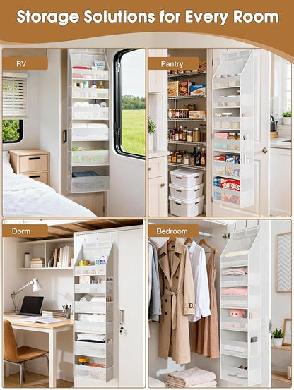 Criusia 2 Pack Over the Door Organizer, Heavy-Duty 6-Shelf Hanging Storage