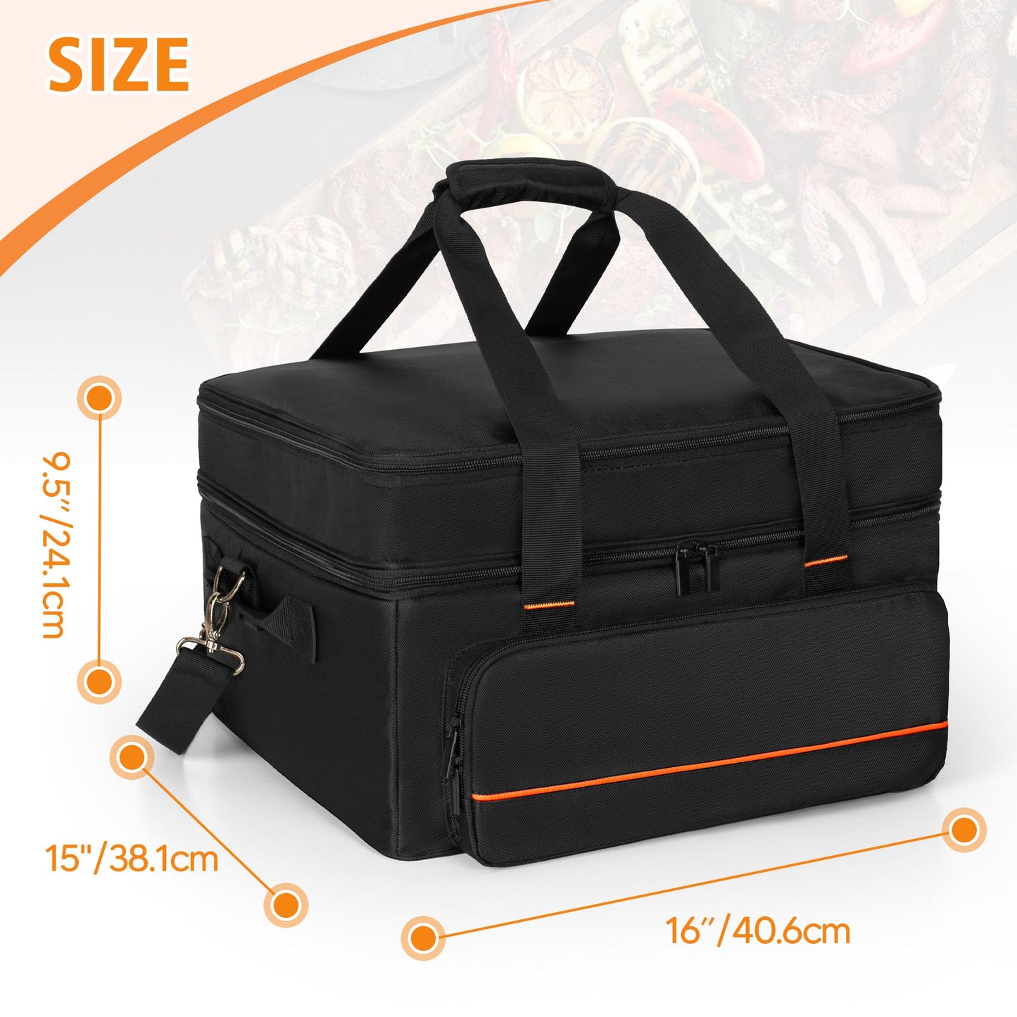 samdew Double-layer Grill Carrying Bag, Grill Cover Compatible with Ninja GR101 Sizzle Smokeless Indoor Grill & Griddle, Padded Grill Storage Case for Grill Plate & Accessories Tools, Bag Only