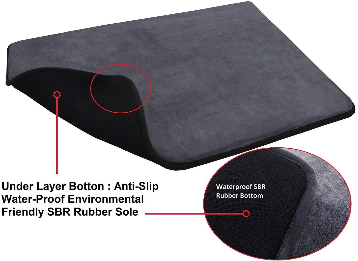 48"X30" Multi-Purpose XL Extra Large Big Luxury Cooling Memory Foam Velour Fleece Rug Mat for Bathroom/Kitchen/Yoga/Fitness/Playground/Playpen/Travel
