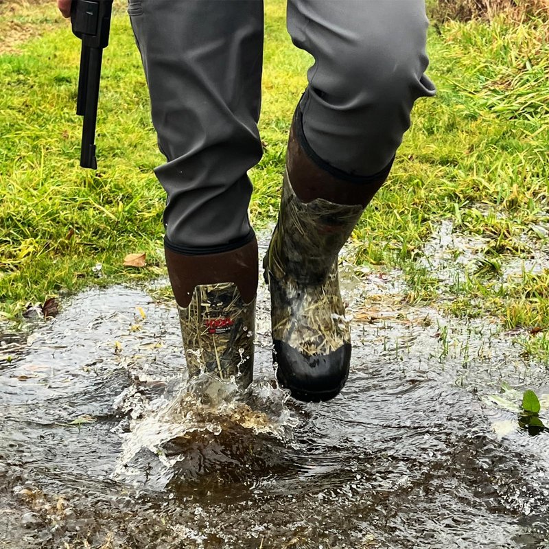 8 Fans Rubber Hunting Boots for Men, Waterproof Outdoor Boots, Insulated 1000G Thinsulate Warm, 5mm Neoprene Camo Boots, 17” Tall Shaft for Wet & Rough Terrain, Anti-Slip Sole for Hunting & Work