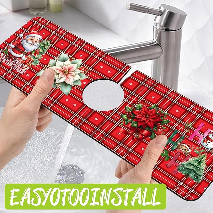 Chrismas Sink Splash Guard Faucet Mat Christmas Absorbent Fast Drying Mat Sink