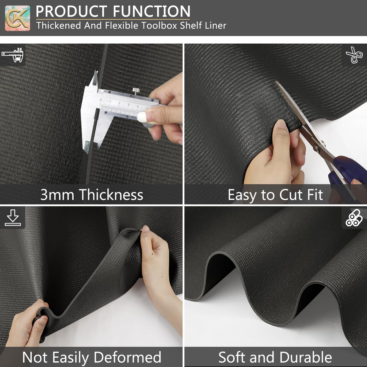 Foam Toolbox Liner Shelf Liner, Thickened Durable Pad Tool Box Mat for Protecting Your Tools, Work Surfaces, Garage, Chest -Black 3mm Thickness, 24 inch*24 ft