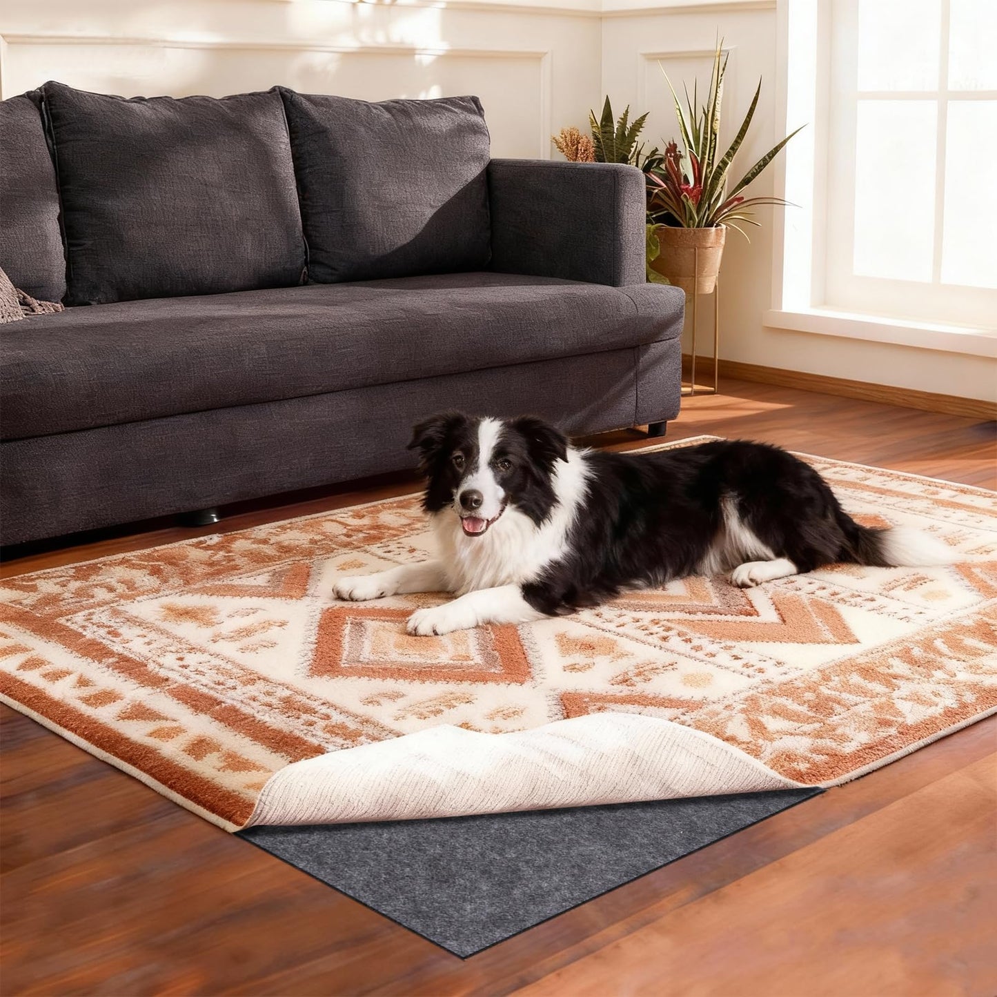 Rug Pad Waterproof Non-Slip 6x9 ft, 1/8" Thick Felt Cushion Pad for Area Rugs – Protects Hardwood, Tile & Laminate Floors – Keeps Rugs Flat & Secure