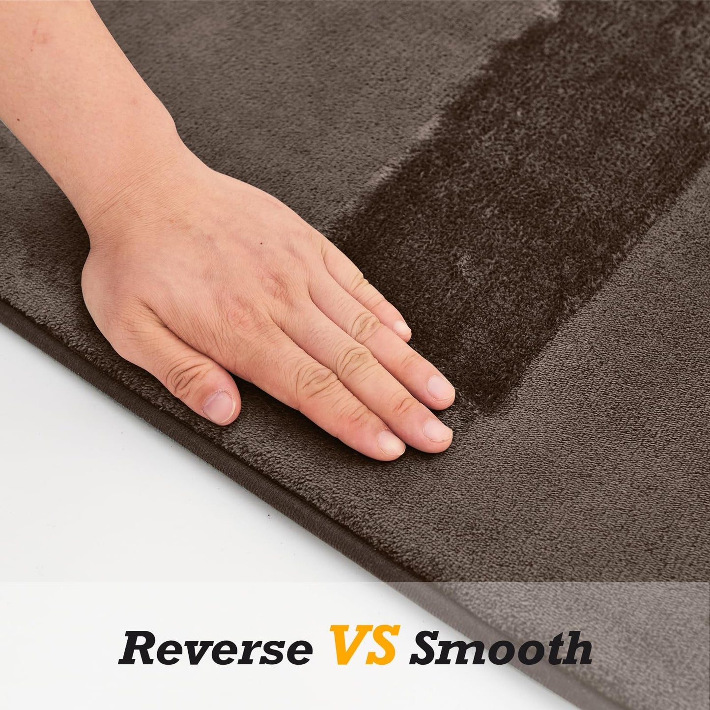 HUXMEYSON Bathroom Rugs Sets 2 Piece, Non-Slip & Quick Dry Bath Mat Set, Ultra Soft Velvet Bath Rugs for Bathroom, Toilet and Shower Floor, Brown