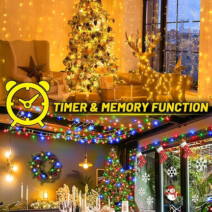 KNONEW 720 LED 337FT Christmas Lights Outdoor Clear Wire Color Changing String Lights with 11 Modes & Timer Dimmable Fairy Light for Xmas Tree Roof Yard Wedding Decorations(Warm White to Multicolor)