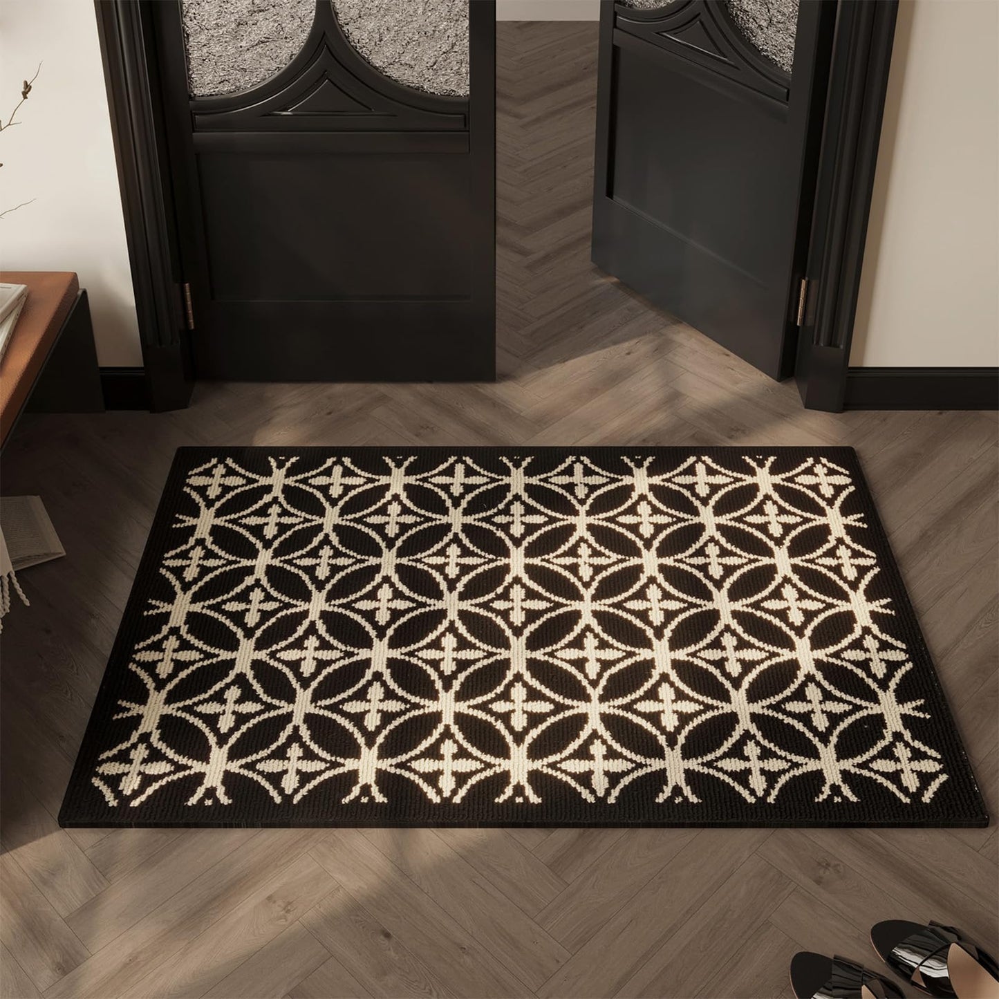 AOUER 20"x32" Door mat Indoor Entrance mats for entryway, Black and White