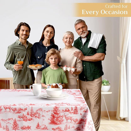 Maison d' Hermine Table Cloth Rectangle Table 100% Cotton 70 x 120 Inches Fall Tablecloth Reusable Everyday Use for Thanksgiving Christmas Decorations Dining Farmhouse Party (Winter Jouy)