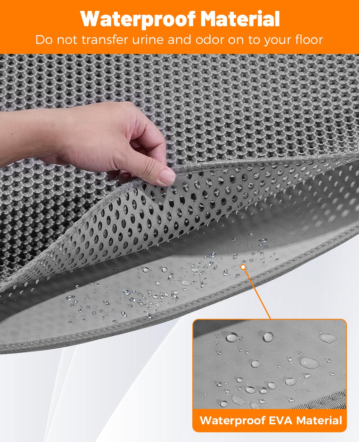 Poicrm Cat Litter Mat,Extra Large 46"x26",Honeycomb Dual-Layer Design – Traps Litter Effectively, Waterproof & Urine Proof, Non-Slip, No BPA/Phthalate, Washable & Easy Clean