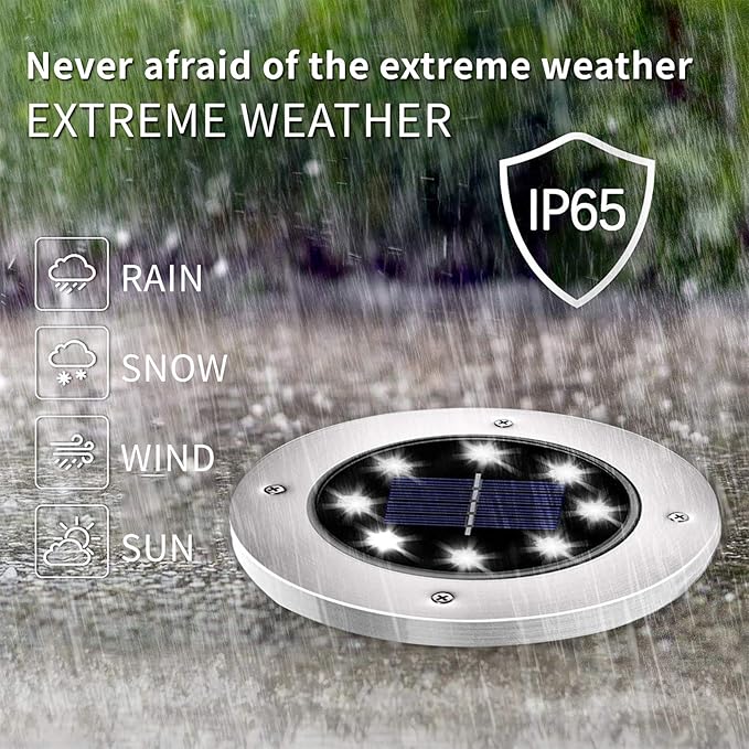 INCX Solar Lights for Outside,8 Pack Solar Light Outdoor Waterproof, Garden Lights Landscape Lighting for Patio Pathway Lawn Driveway Walkway White