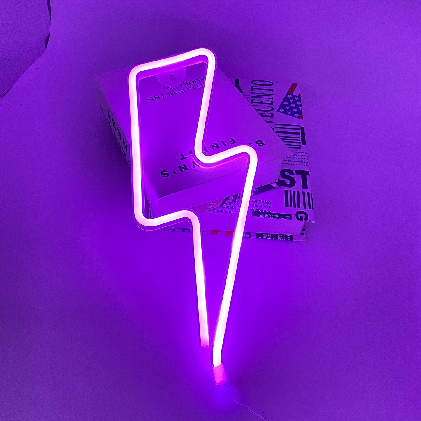 Lightning Shape Purple Neon Sign, Attivolife LED Art Decorative Lamp Cool Wall Decor for Home Room Christmas Wedding Bar Party Supplies