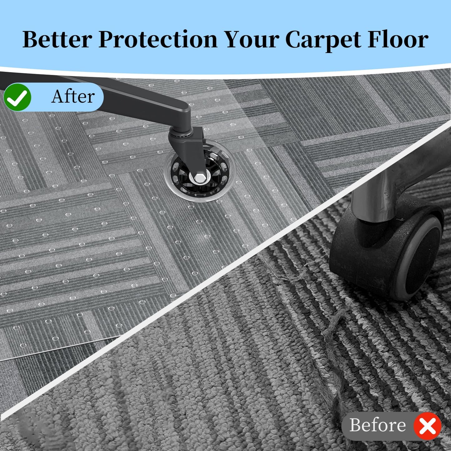 Tonaus Office Chair Mat for Carpet, 48"×36" Desk Chair Mat T-Shape Carpet Protector Mat for Office Chair, Transparent 2.2mm Thick T-Shape Floor Protection for Low Pile Carpets with Non-Slip Studded