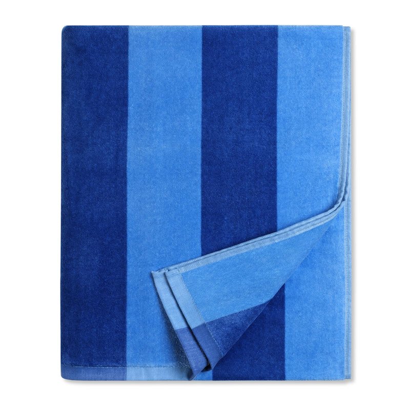 cabanana Large Beach Towel Oversized - 35 x 70 Inch Cotton Pool Towel, Soft Thin Velour Swim Towel for Adults (Stripes Blue)