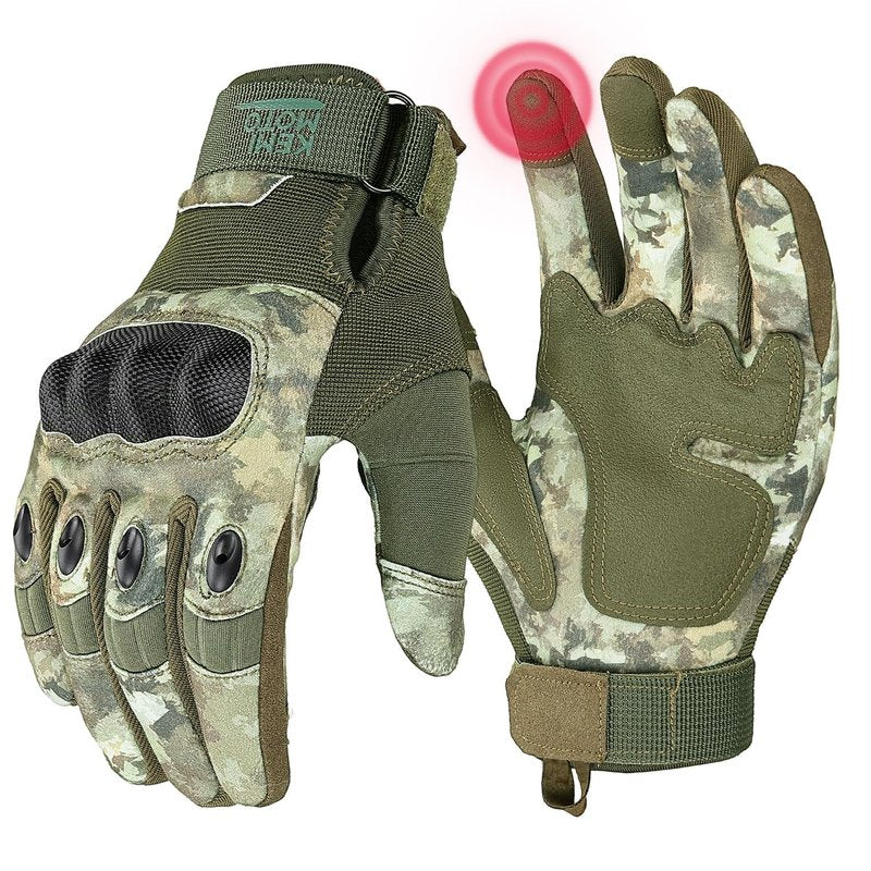 KEMIMOTO Camo Tactical Gloves for Men, Touchscreen Motorcycle Gloves with Hard Shell & Palm Padding for Sports Motorcycle Tactical Airsoft Paintball Hunting Hiking Camping Climbing (Camo,X-Large)