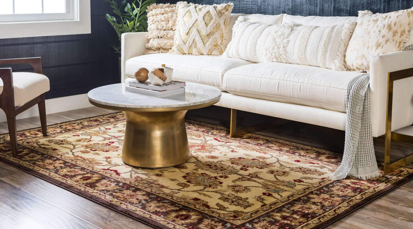 Unique Loom Voyage Collection Traditional Oriental Classic Intricate Design Area Rug (9' 0 x 12' 0 Rectangular, Ivory/Brown)