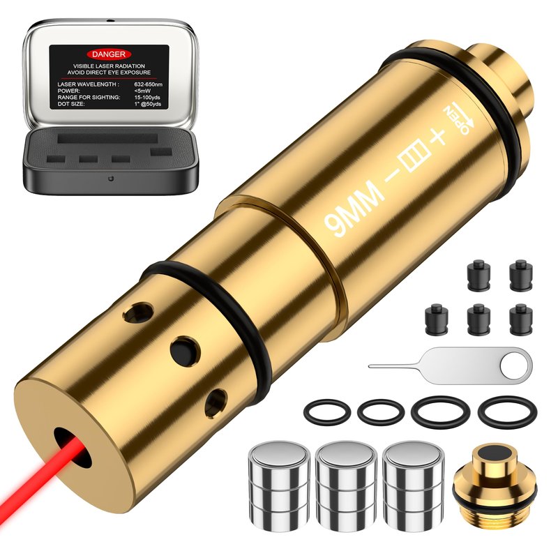 Vstranics 9mm Laser Training Cartridge Dry Fire Laser Training System with 3 Set Batteries for Dry Fire Practice and Shooting Training
