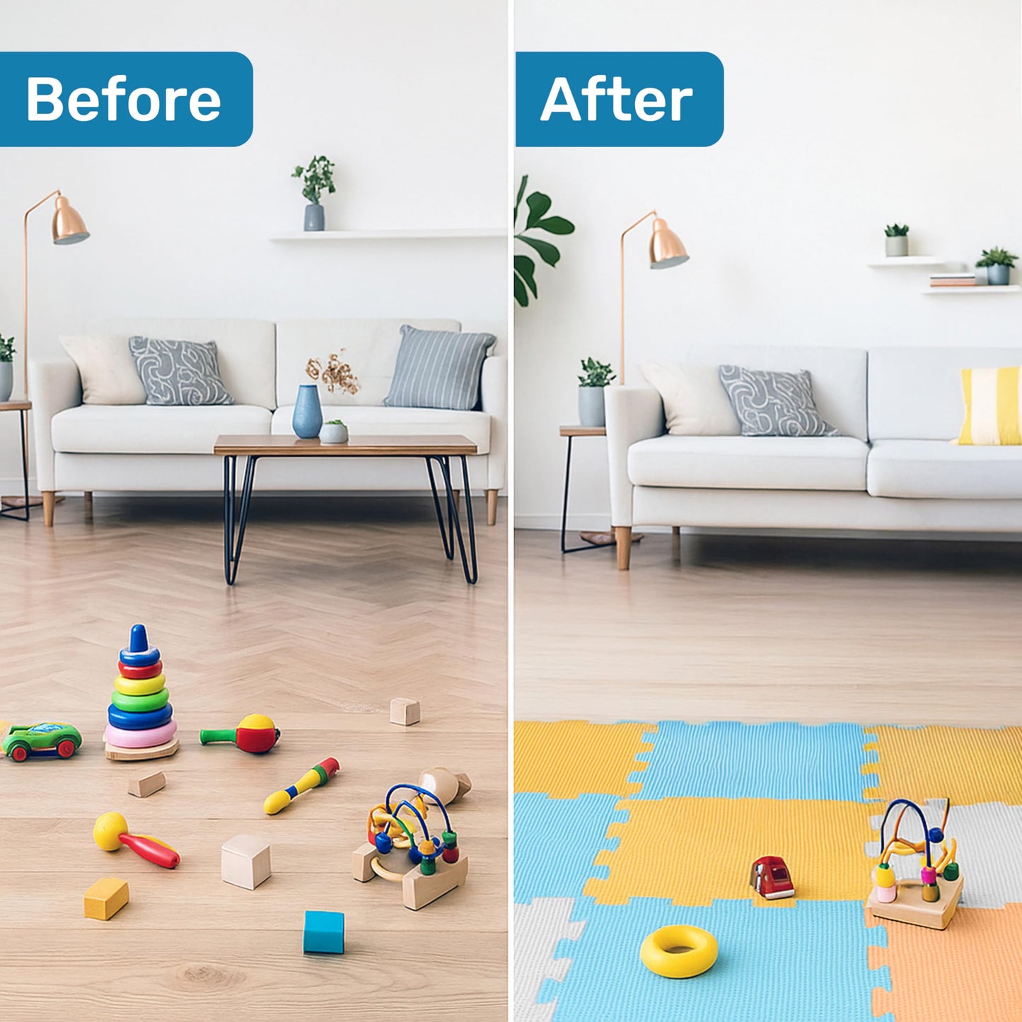 Enovoe Baby Play Mat for Floor - Non-Toxic, Interlocking EVA Foam Mats -16 Pcs - Cushioned Foam Puzzle Floor Mat for Kids & Infants - Ideal for Playrooms, Nurseries, and Home Gyms (12" x 12")