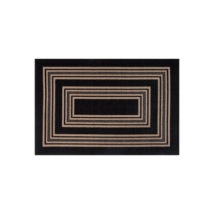 Rugshop Ornate Framed Border Power Loomed Indoor Runner Rug, Dramatic Onyx Decorative Frame Design, Non-Slip Backing, Living Room Dining Room Home Office, Easy-Care Spot Clean, 2' x 4' Black