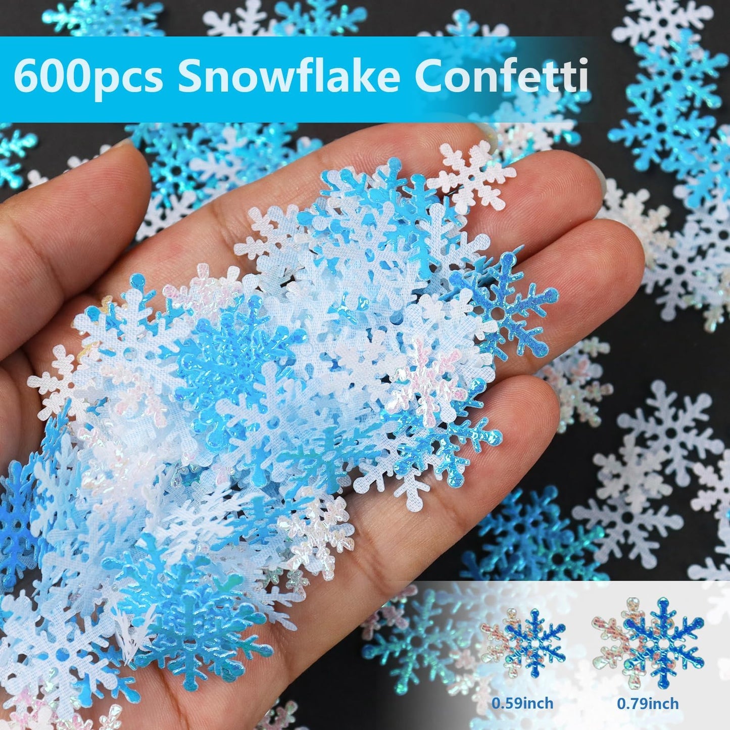 Frozen Winter Wonderland Party Decorations - 12 Pack Winter Themed Snowflake Honeycomb Table Centerpieces and 600pcs Snowflake Confetti for Christmas Holiday Winter Birthday Baby Shower Party Supplies