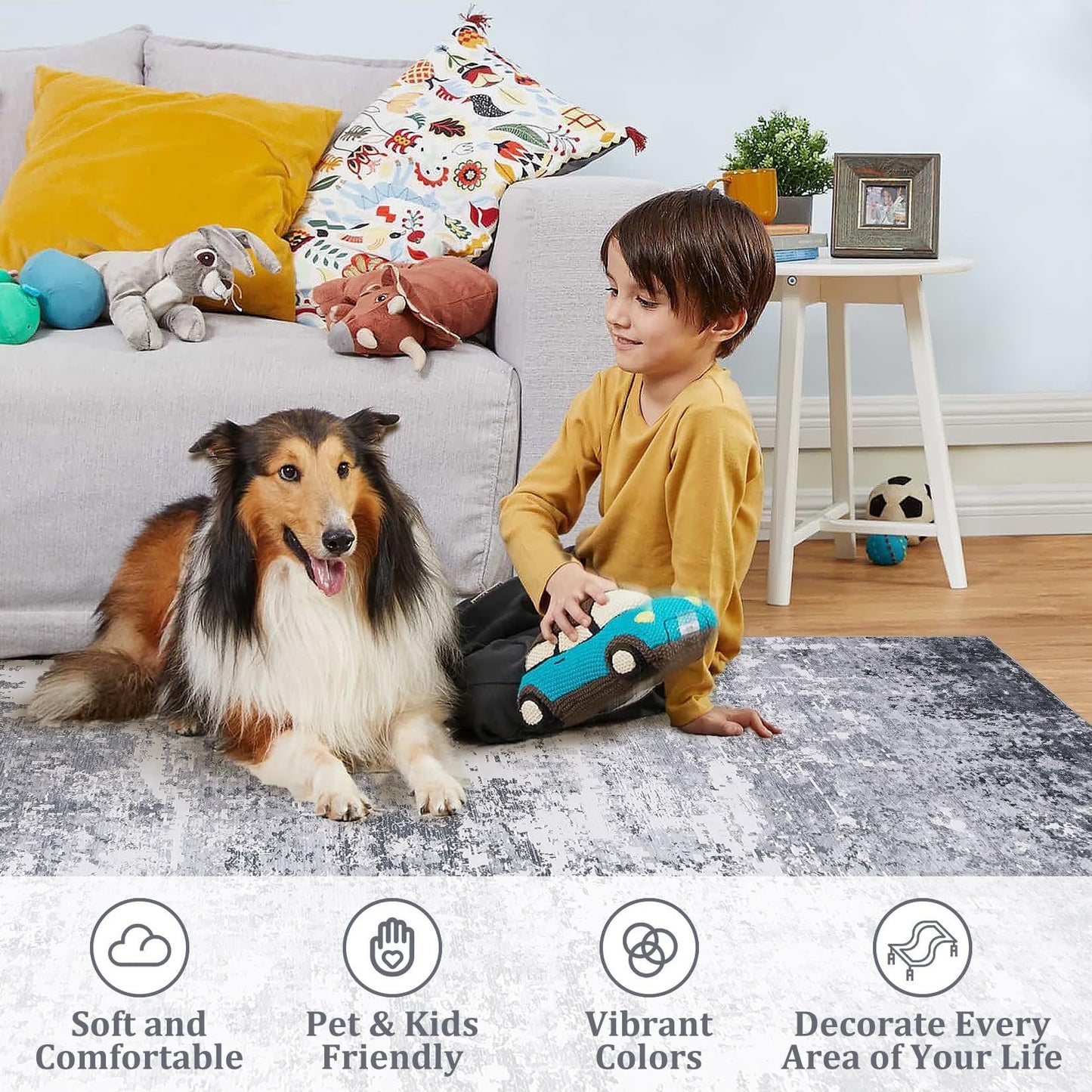 Gray Brown Concentric Circle Abstract Shape Irregular Rug for Living Room Bedroom Guestroom Washable Low Pile Shag Carpet Unique Designer Home Office Dorm Kitchen Hallway Anti Slip Runner Mat 2x3