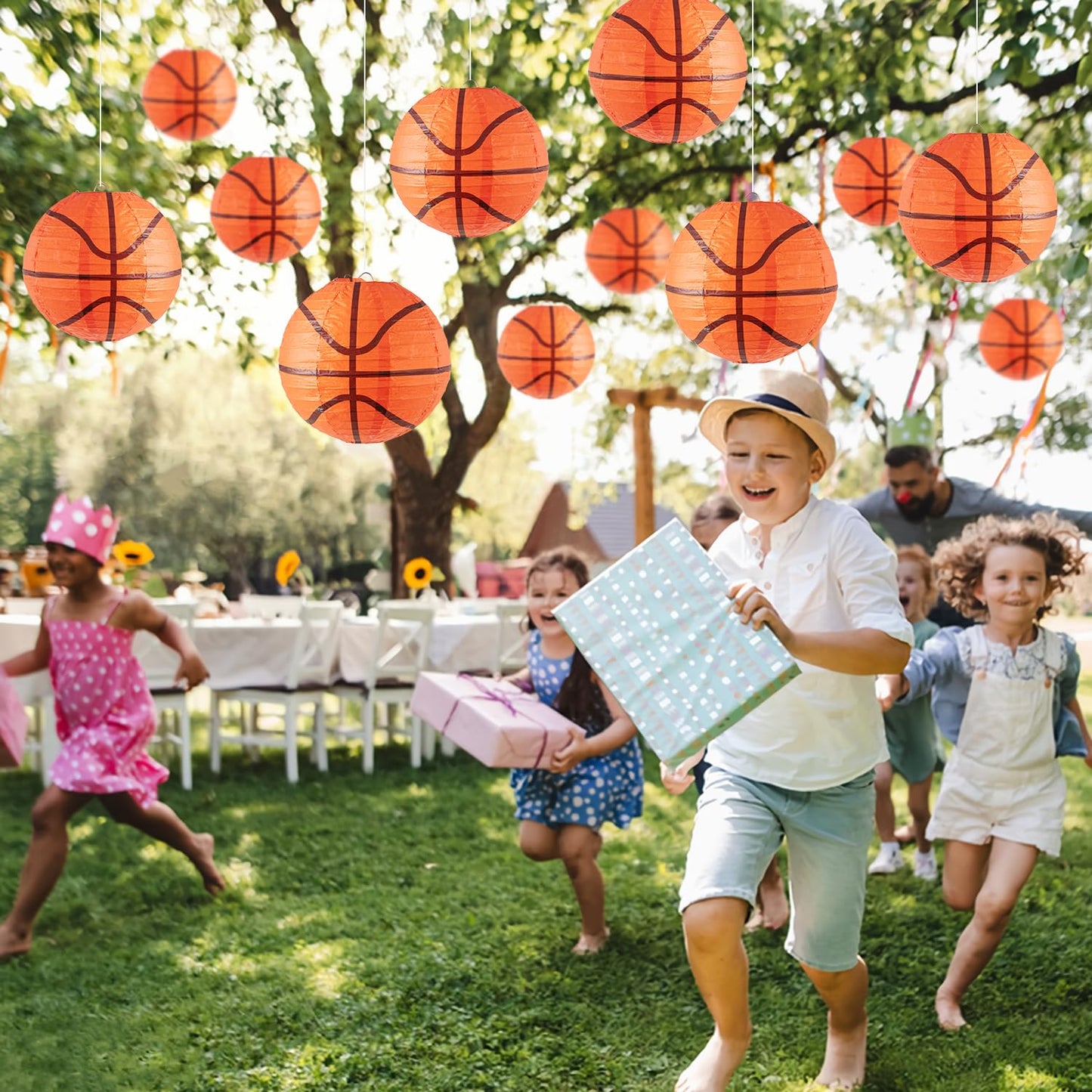 Basketball Decorations Paper Lanterns,Basketball Birthday Party Decor, Basketballs Centerpieces for Table, 3 PCS 8''