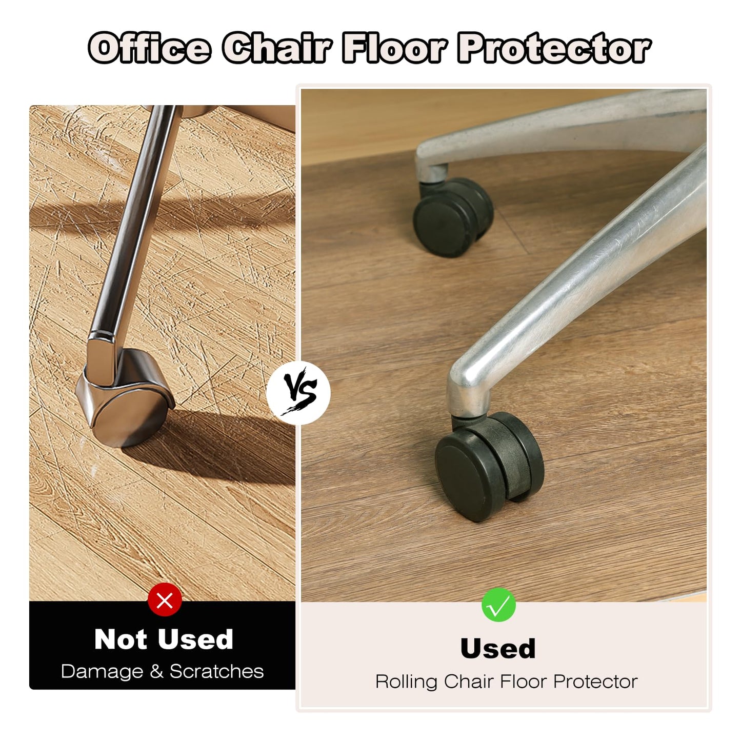 Wrinkle-Free 40"x 50" Office Chair Mat for Hardwood, Easy Glide Computer Chair Mat for Hardwood, PVC Chairs Floor Protector, Sturdy Desk Chairs Mats,Premium Floor Pad for Office, Floors Protector Mats