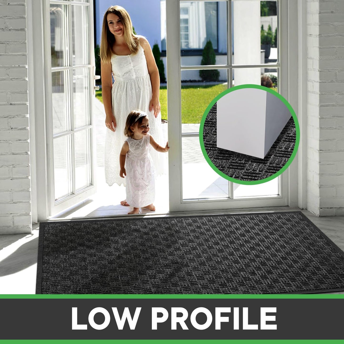 Mibao Front Door Mat, Heavy Duty Durable Welcome Mat for Outdoor Indoor, Dirt Trapper Waterproof Super Absorbent Door Mat for Entryway Outside Patio Porch, 61.5" x 36", Gray