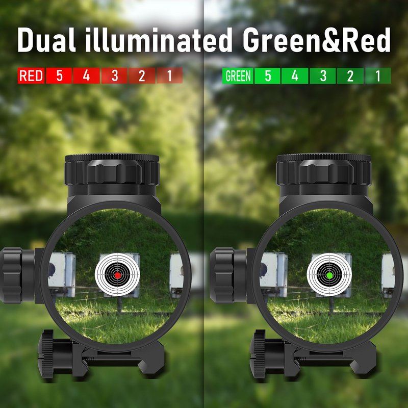 UUQ 1x40mm Reflex Sight, 4MOA Red&Green Dot Sight, Waterproof and Shockproof Gun Sight with 5-Level Brightness, Fits 20mm Rails