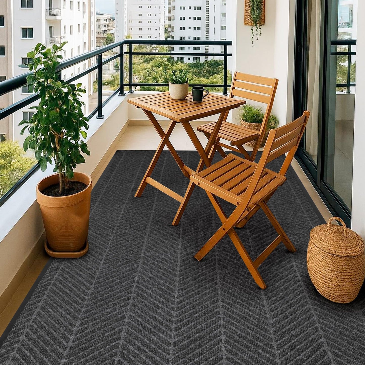 Front Door Mat Indoor Outdoor Entrance, 5' x 7' Heavy Duty Doormat for Entryway, Absorbent Low Profile Welcome Mats Non-Slip, Trap Dirt Durable Mats for Home, Patio, Garage
