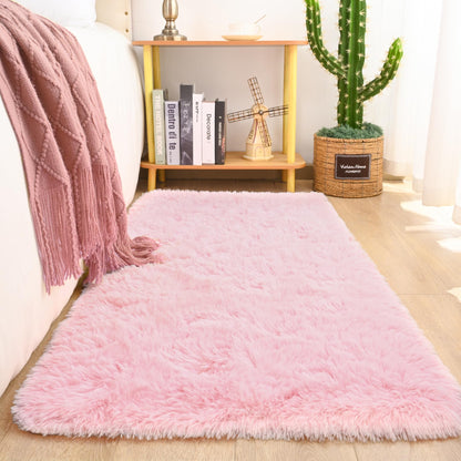 Keeko Pink Runner Rugs for Bedroom Girls Room, 2x8 Fluffy Bedside Kids Room Rug Shag Cute Indoor Baby Rugs Fuzzy Modern Area Carpet for Teen Kid Girl Child Nursery Living Room Dorm Decor