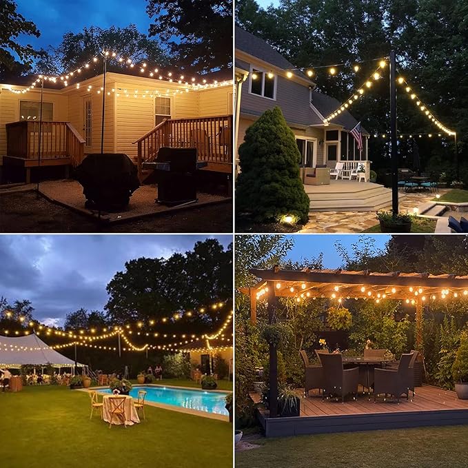 HISTAR 96 ft Outdoor String Lights 52 Led Waterproof G40 Bulbs, Patio Lights for Decorating Yard, Porch, Deck, Fence, Balcony, Backyard