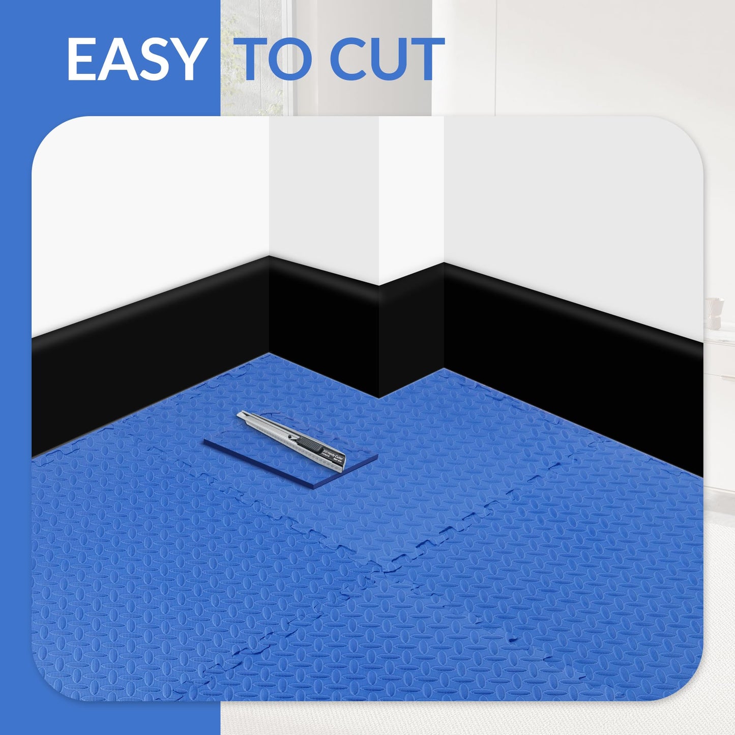 Fitvids Puzzle Exercise Gym Flooring Mat, 1/2" Thick High-Density EVA Interlocking Tiles Workout Mat for Home Gym, Fitness Equipment, MMA, Gymnastics, 6-Piece Shock-Absorbing Exercise Mat (24 Sq Ft)