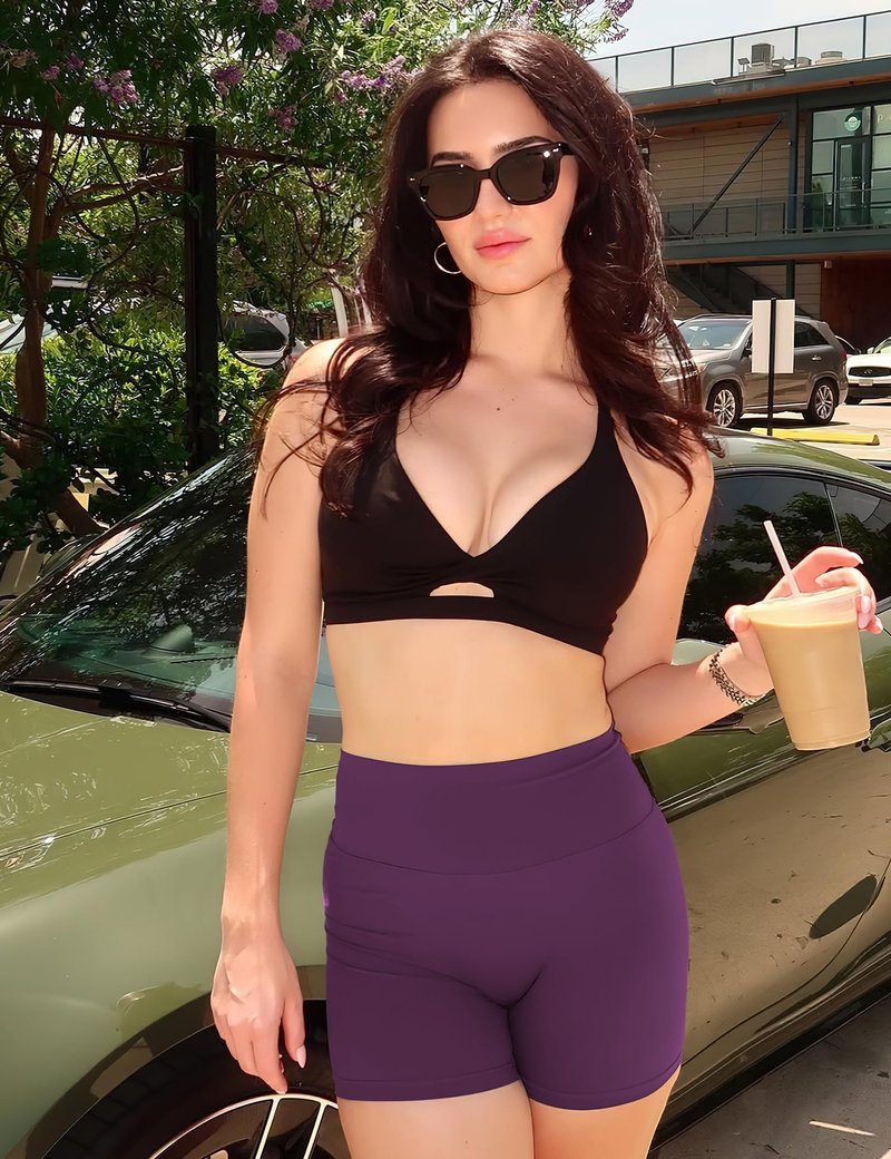 YEOREO Women's Biker Shorts 3.6" / 4.5" / 6" Workout Gym Shorts High Waist Tummy Control Hidden Scrunch Running Yoga Black Cherry