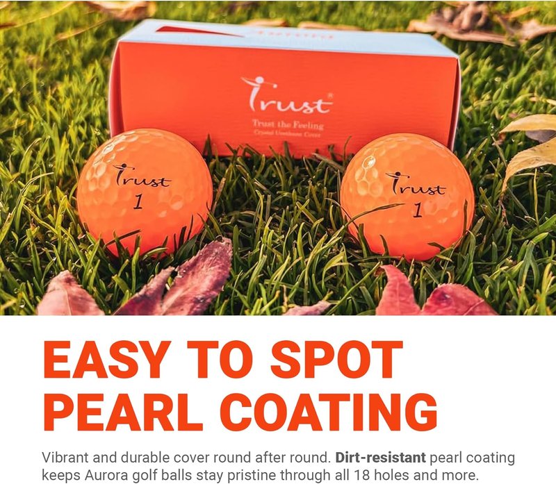 Trust Golf Balls - Aurora & Rosa Crystal Urethane Series | Maximum Distance & Soft Feel | Blue, Orange, Pink, Yellow | 12 or 48 Count