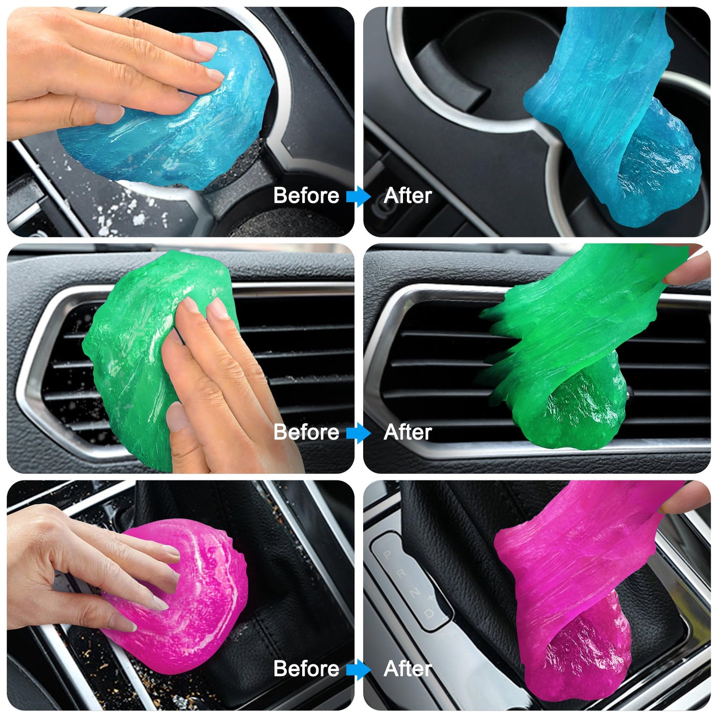 FiveJoy Car Cleaning Gels, 4-Pack Universal Auto Detailing Tools Car Interior Cleaner Putty, Dust Cleaning Mud for PC Tablet Laptop Keyboard, Camera, Printers, Calculator - 320g (2.8oz/pcs)