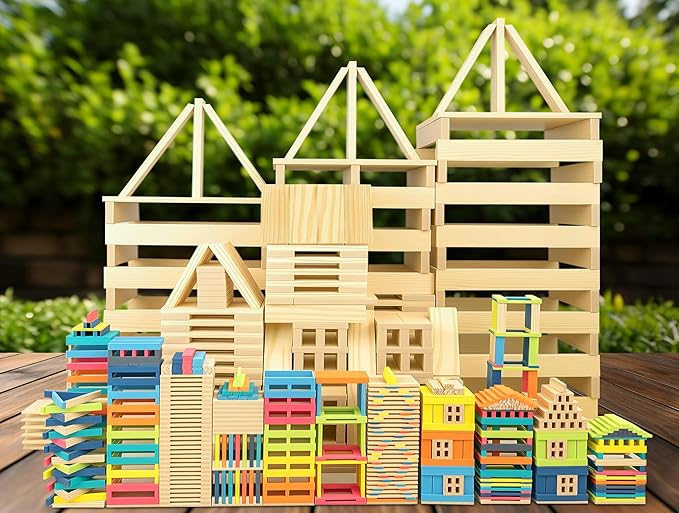 GIANT Wooden Building Blocks for Kids&amp Classrooms - 32Pcs Extra Large Pine Construction Planks 19.7 in Big Building Blocks Set for Outdoor &amp Indoor STEM Play Jumbo Preschool Educational Toy