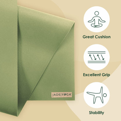 JadeYoga Harmony Yoga Mat - Durable & Thick Gym Fitness Mat, Non-Slip Natural Rubber Yoga Mat - Home Exercise & Stretching Mat, Workout Mat - Yoga, Pilates & Meditation for Women & Men