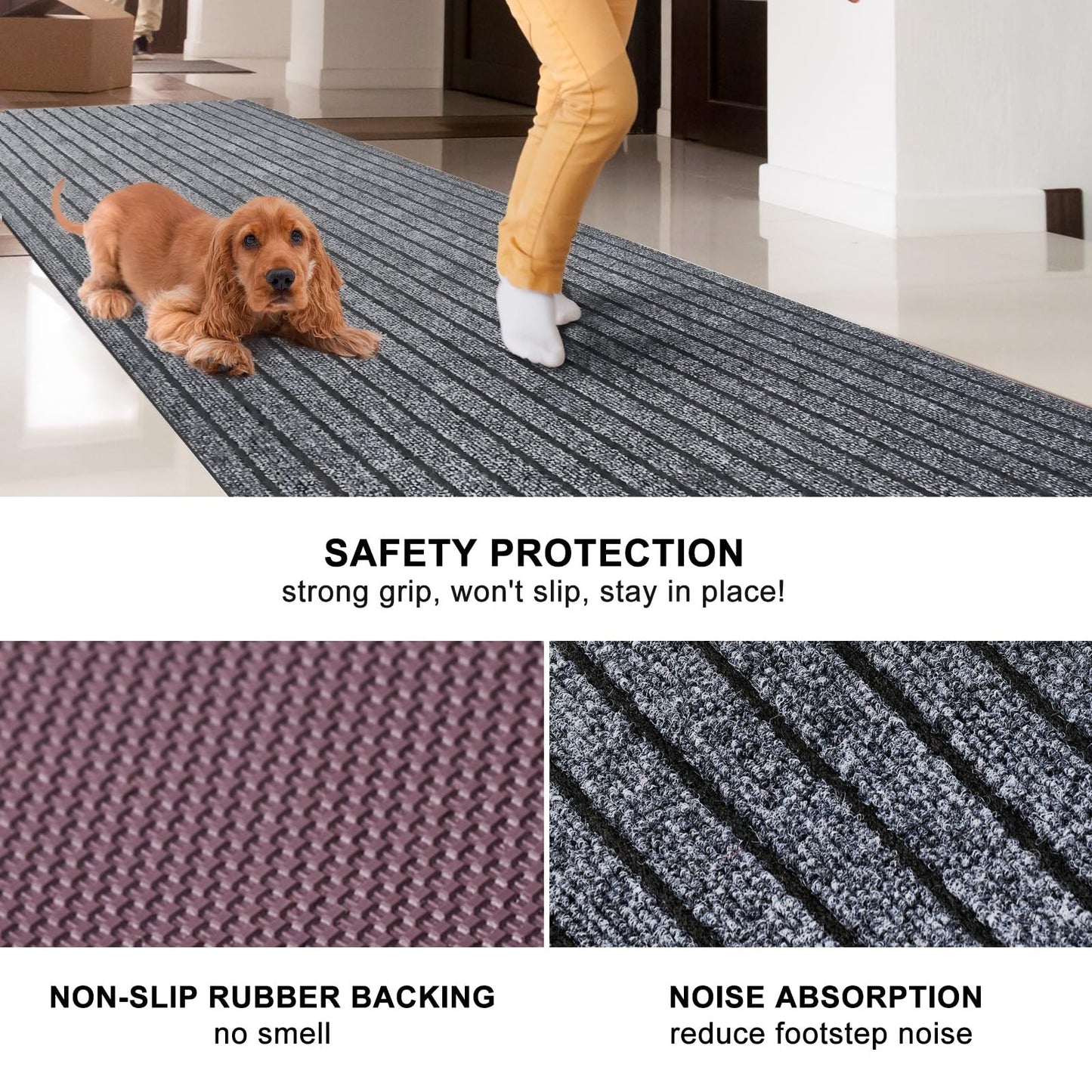BESTVUE 2' x 6' Runner Rugs with Rubber Backing, Outdoor Indoor Utility Non Slip Carpet Rug Runner for Hallway, Custom Size Area Rugs Mat for Entryway Balcony Patio Kitchen Garage Stair Laundry