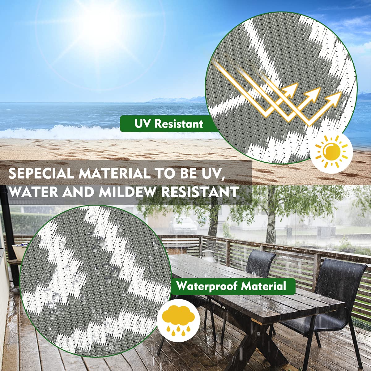 fifame Outdoor Camping Rugs, 9x12 Outdoor Rug Patios Clearance Plastic Straw Rug Weatherproof Reversible Mats, Large Floor Mat for Outdoors, RV, Patio, Backyard, Deck, Picnic, Beach, Trailer, Camping